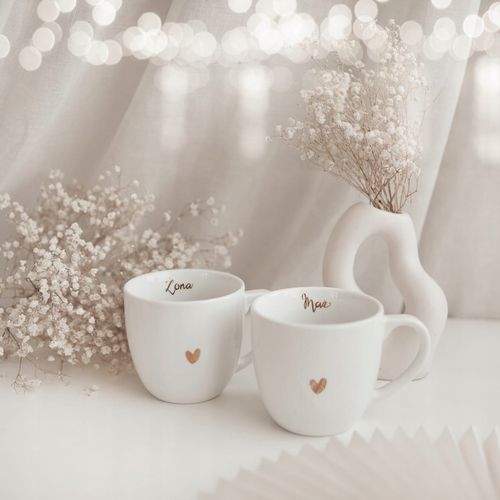 Prezent na ślub dla młodej pary Piękny zestaw porcelanowych kubków Mąż Żona na Arena.pl