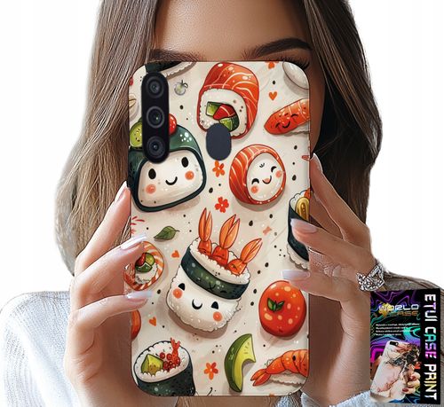 ETUI DO SAMSUNG GALAXY A21 - SŁODKIE UŚMIECHNIĘTE SUSHI OBUDOWA CASE na Arena.pl