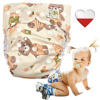 Pieluszka Wielorazowa KIESZONKA BAMBUS MISIE ZIELONE Pieluszki NappiMe