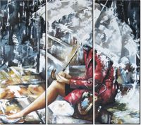 90CM 80 OBRAZ 3 ELEM DESZCZOWA DZIEWCZYNA ŚCIENNY