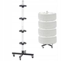 Stojak na opony koła felgi samochodowe 4 szt. z kółkami 100 kg Silver