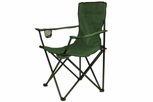 Turystyczne kampingowe krzesło składane zielone z miejscem na napoje na Arena.pl