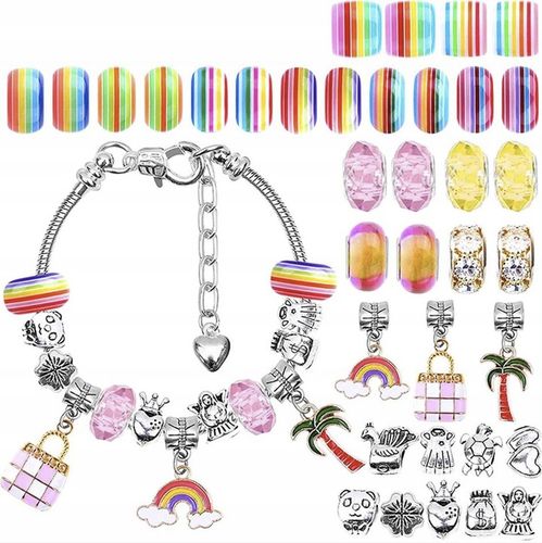 ZESTAW DO ROBIENIA BRANSOLETEK BIŻUTERI NASZYJNIK KORALIKI CHARMS ZAWIESZKI na Arena.pl