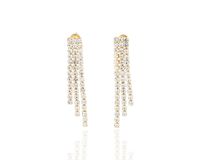 Kolczyki na sztyfcie 3 rzędy cyrkonii długość 4 cm