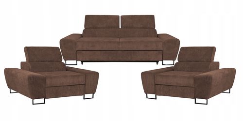 Zestaw mebli wypoczynkowych salonu Savio Sofa 2os fotele brąz Family Meble na Arena.pl
