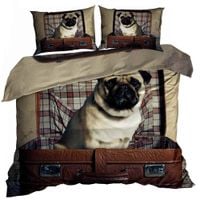 Pościel 3D bawełna satyna 200x220cm PIES MOPS