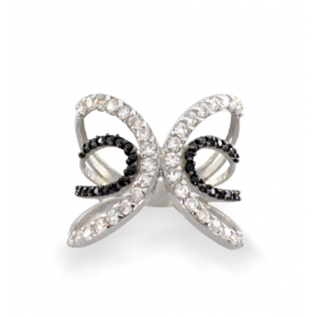 NOWOCZESNY PIERŚCIONEK Z CZARNYMI CYRKONIAMI PRÓBA SREBRA 925 zdjęcie 2