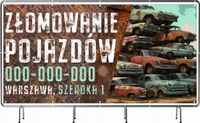 BANER REKLAMOWY OCZKOWANY 100x50cm dużo wzorów ZŁOMOWANIE POJAZDÓW