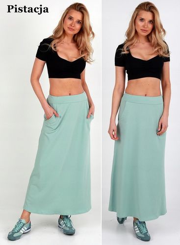 MAXI DŁUGA SPÓDNICA Z KIESZENIAMI prosta - KOLORY na Arena.pl