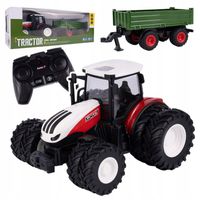 TRAKTOR ZDALNIE STEROWANY DUŻY Z PRZYCZEPĄ RC CIĄGNIK 42cm ładowanie USB