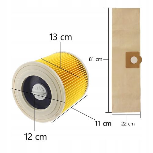 10X WORKI + FILTR DO ODKURZACZA KARCHER WD3 MV3 WD2 SE 4001 K2000 PAPIEROWE na Arena.pl