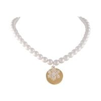 Naszyjnik z pereł ze śnieżynką i plasterkiem (C25/KOR/61AG-AU)