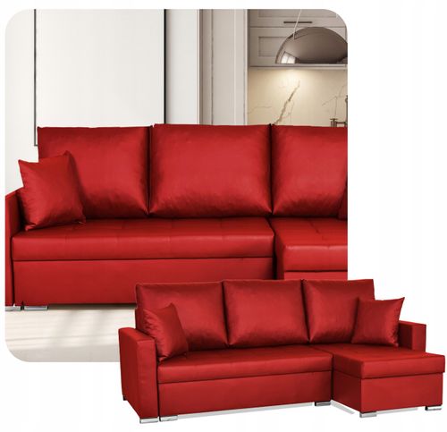 Narożnik rozkładany z funkcją spania ekoskóra Varius rogówka Family Meble na Arena.pl