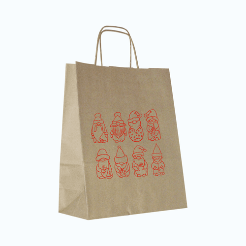 Torby świąteczne małe 24 x 11 x 32 cm Mikołajki beż na Arena.pl