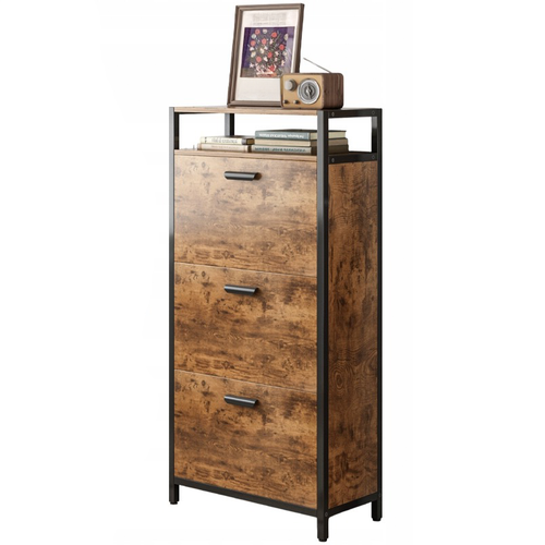 SZAFKA NA BUTY 3 PÓŁKI RUSTYKALNY BRĄZ VINTAGE INDUSTRIALNA DO PRZEDPOKOJU na Arena.pl