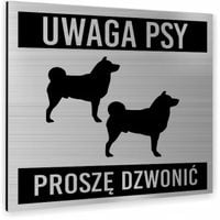 Tabliczka UWAGA PSY PROSZĘ DZWONIĆ Tablica nierdzewna PIKTOGRAM ALUMINIUM
