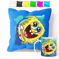 ZESTAW: KUBEK + POSZEWKA - SPONGEBOB - PREZENT WIELE WZORÓW + IMIĘ