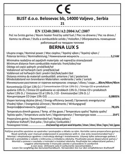 Piec kominek stalowy koza wolnostojący EKONOMIK LUX LM / BERNA LUX S na Arena.pl