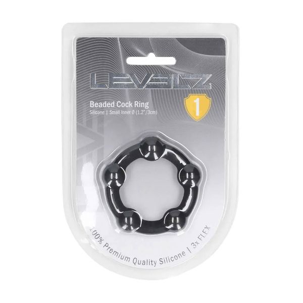 Beaded Silicone Cockring - S - 30Mm - Black zdjęcie 2