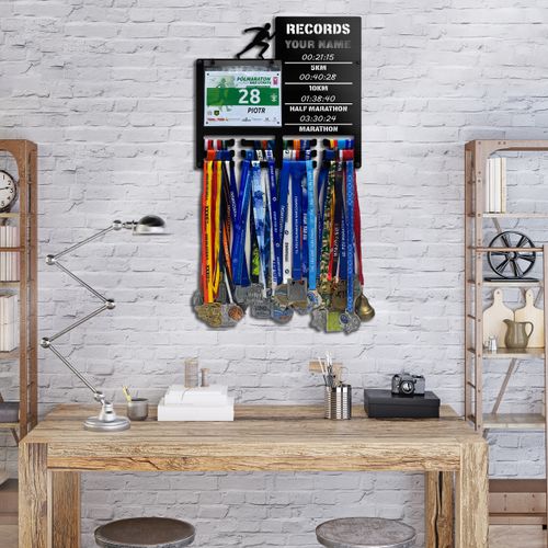 Wieszak na medale i numery startowe REKORDY BIEGOWE RUN twoje imię 25.1 na Arena.pl