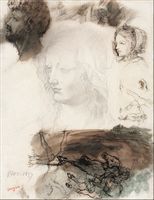 Sheet of Studies and Sketches, Edgar Degas - plakat 20x30 cm