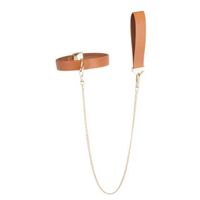 obróżka ze smyczą collar with leash set brown lockink
