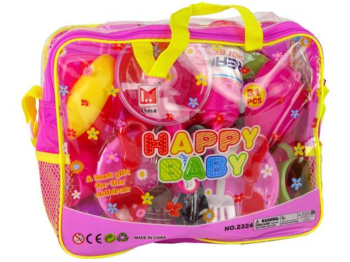 DLA DZIECI ZESTAW NACZYŃ W TORBIE  RÓŻOWY na Arena.pl