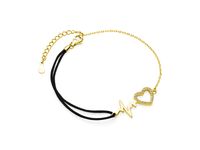 Bransoletka szczęścia celebrytka serce linia życia tętno puls bawełna cyrkonie srebro 925 Z1533BG_B