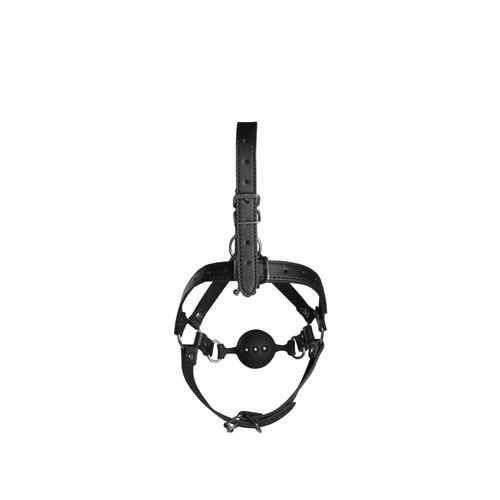 head harness with breathable ball gag and nose hooks   black na Arena.pl