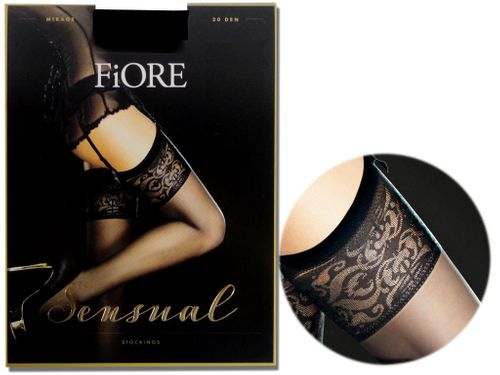 Pończochy do pasa z szeroką koronką Fiore Red 2 na Arena.pl