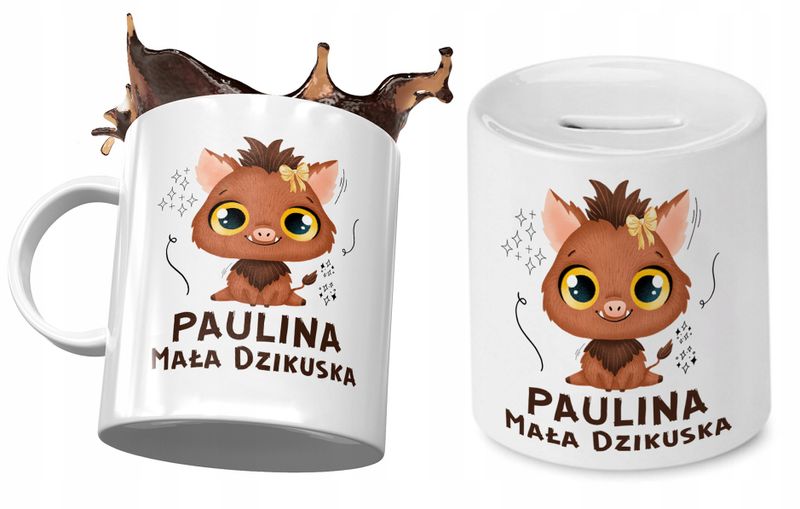 Dla Pauliny Zestaw Kubek + Skarbonka Dla Dziecka Z Nadrukiem Ze Zdjęciem zdjęcie 1