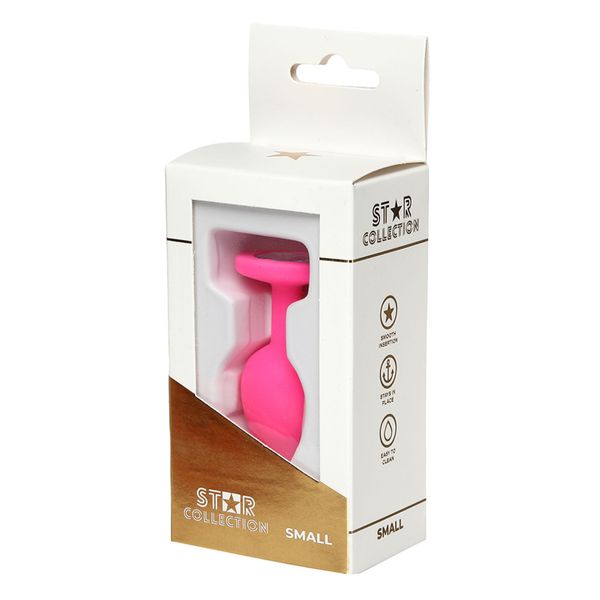 Star Collection - Pink Silicone Anal Plug S - Clear Stone zdjęcie 1