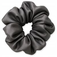 Jedwabna gumka do włosów Scrunchie 100% naturalny jedwab Grafitowa