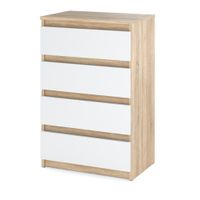 Komoda Hugo Szafka Z 4 Szufladami Salon Sypialnia Rtv Dąb Sonoma Biały Mat