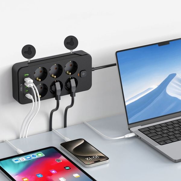 TECH-PROTECT PC6X6 POWER STRIP 3 USB & 3 TYPE-C & 6 SOCKET 200CM BLACK zdjęcie 5