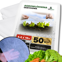 GRUBA WŁÓKNINA BIAŁA 3,2X10M 50G OTULINA OKRYCIOWA ZIMOWA FLIZELINA OSŁONA