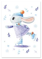 Plakat zając na łyżwach pokój dziecka 70x100 cm