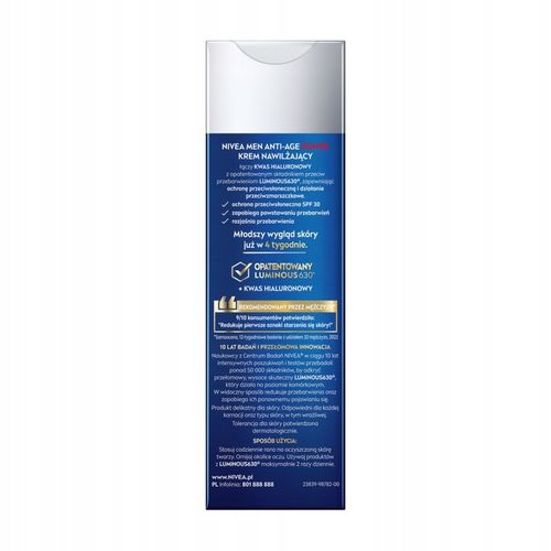 NIVEA MEN ANTI-AGE POWER Nawilżający krem do twarzy SPF 30, 50 ml na Arena.pl