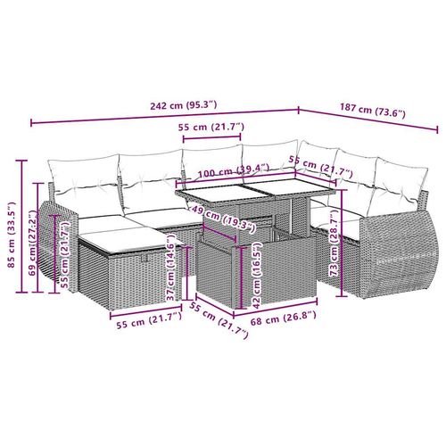 8-cz. zestaw wypoczynkowy do ogrodu, z poduszkami, brązowy na Arena.pl
