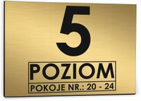 Tabliczka Tablica informacyjna dibond 20x15 NUMER POKOJI PIĘTRA POZIOMU