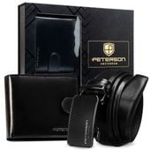 portfel i pasek box ptn n992l-125-k02-bw-7232 blac