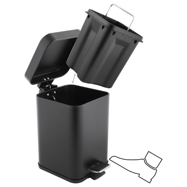 Zestaw łazienkowy czarny kosz na śmieci - wolne opadanie i stojak  WC zdjęcie 11