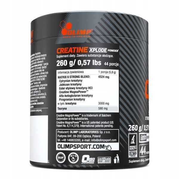 OLIMP CREATINE XPLODE 260g STACK KREATYNOWY Pomarańcza Kreatyna zdjęcie 2