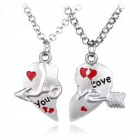 Naszyjnik Miłości dwie połówki serca dla Par Amor