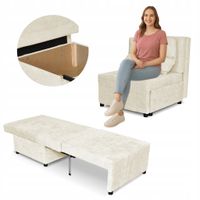 Fotel rozkładany z funkcja spania KIMO pojemnik na pościel Ramona beż