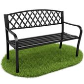 Ławka ogrodowa na taras parkowa z oparciem CLASSICO metalowa 127 cm Czarna