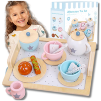 duży zestaw do herbaty kawy dla dzieci drewniany serwis kawowy do zabawy