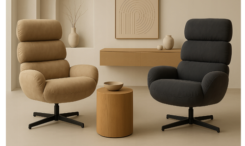 Fotel wypoczynkowy Axel beżowy velvet obrotowy loft do salonu gabinetu na Arena.pl