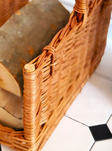 KOSZ WIKLINOWY NA DREWNO ZAKUPY KOMINKA PROSTY JASNY KOSZYK WIKLINA ŚREDNI na Arena.pl