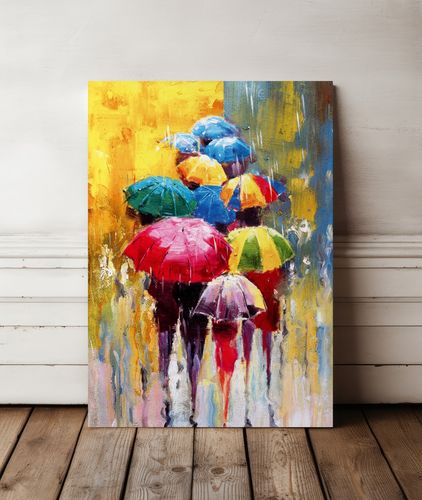 Obraz na płótnie abstrakcja kolorowe parasole 70x100 cm na Arena.pl